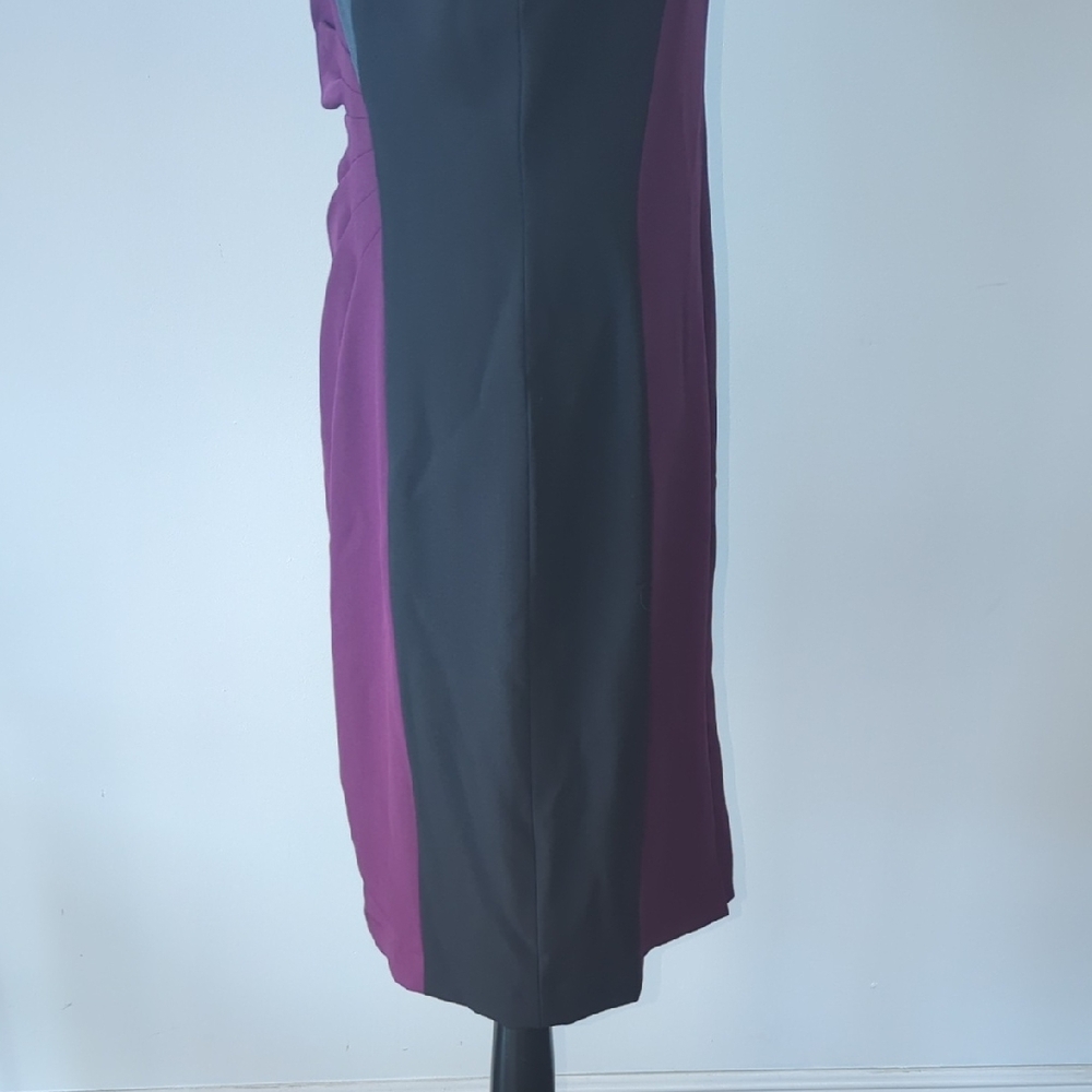 Tahari Purple and Gray Midi Dress Size 10 - Picture 7 of 13